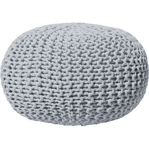 Beliani Light Grey Cotton Knitted Pouf - Round Small Footstool 40x25 cm Beliani Light Grey Cotton Knitted Pouf - Round Small Footstool 40x25 cm