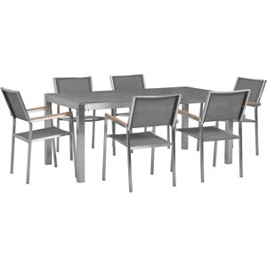 Beliani Grey Garden Dining Set - GROSSETO 6-Seater - 180x90 cm Beliani Grey Garden Dining Set - GROSSETO 6-Seater - 180x90 cm