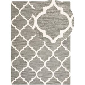 Beliani Grey Wool Rug - 160x230cm Quatrefoil Pattern Beliani Grey Wool Rug - 160x230cm Quatrefoil Pattern