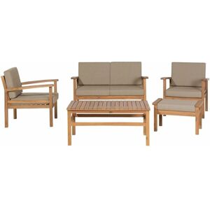 Beliani Garden Sofa Set Taupe Cushions Solid Acacia Wood 4 Seater with Table Outdoor Conversation Set Beliani Garden Sofa Set Taupe Cushions Solid Acacia Wood 4 Seater with Table Outdoor Conversation Set