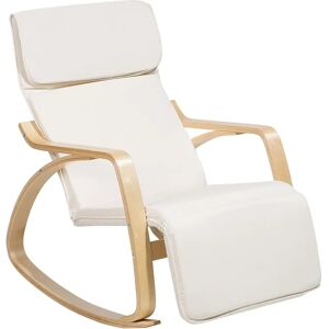 Beliani Birch Wood Beige Fabric Rocking Chair - Living Room Furniture Beliani Birch Wood Beige Fabric Rocking Chair - Living Room Furniture