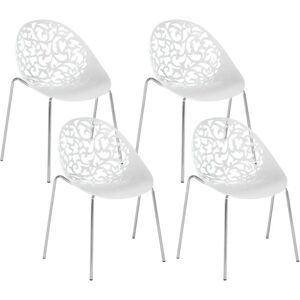 Beliani Set of 4 White Plastic Dining Chairs - Dining Chairs Beliani Set of 4 White Plastic Dining Chairs - Dining Chairs