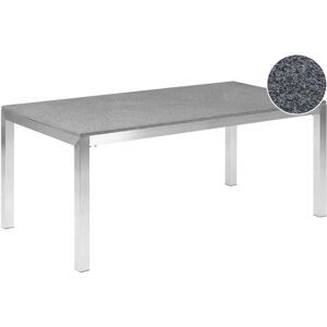 Beliani Garden Table Grey Granite - Outdoor 6 Seater 180x90cm Beliani Garden Table Grey Granite - Outdoor 6 Seater 180x90cm