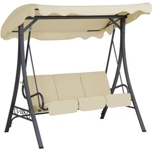 Beliani Patio Swing - Beige - 3 Seater - Weather-Resistant Polyester Beliani Patio Swing - Beige - 3 Seater - Weather-Resistant Polyester