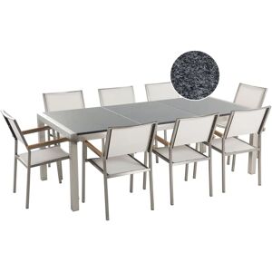 Beliani GROSSETO White Dining Set - Weather-Resistant Granite Table - 8 Seats Beliani GROSSETO White Dining Set - Weather-Resistant Granite Table - 8 Seats