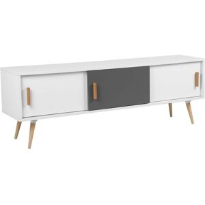 Beliani White and Grey Sideboard - Modern 3 Sliding Doors MDF Beliani White and Grey Sideboard - Modern 3 Sliding Doors MDF