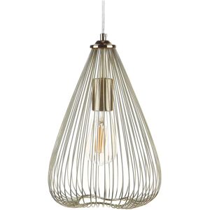 Beliani Gold Industrial Pendant Lamp - Pendant Light with Wire Cage Shade Beliani Gold Industrial Pendant Lamp - Pendant Light with Wire Cage Shade