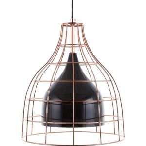 Beliani Ceiling Lamp Black Metal 121 cm Pendant Copper Cage Shade Industrial - Ceiling Lamp Beliani Ceiling Lamp Black Metal 121 cm Pendant Copper Cage Shade Industrial - Ceiling Lamp