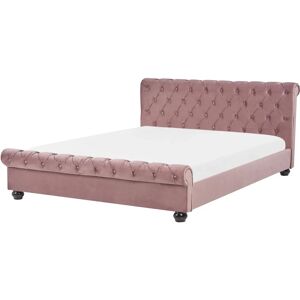 Beliani Bed AVALLON King Size Velvet Pink - Bed Beliani Bed AVALLON King Size Velvet Pink - Bed