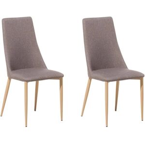 Beliani Set of 2 Dining Chairs Taupe Fabric Upholstered Seat High Back - Dining Chairs Beliani Set of 2 Dining Chairs Taupe Fabric Upholstered Seat High Back - Dining Chairs