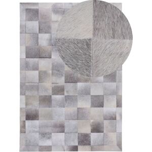 Beliani Area Rug Grey Leather 140 x 200 cm Patchwork - Area Rug Beliani Area Rug Grey Leather 140 x 200 cm Patchwork - Area Rug
