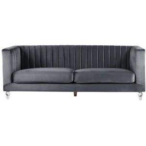 Beliani Grey Velvet 3 Seater Sofa - Sofa Beliani Grey Velvet 3 Seater Sofa - Sofa
