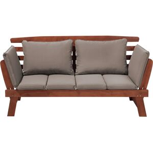 Beliani Garden Bench Dark Eucalyptus Wood Grey Cushions Outdoor 2 Seater - Garden Bench Beliani Garden Bench Dark Eucalyptus Wood Grey Cushions Outdoor 2 Seater - Garden Bench