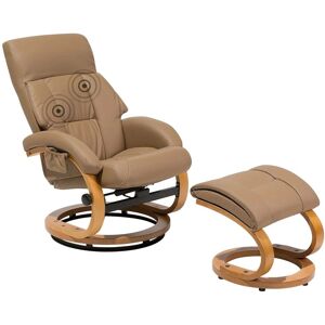 Beliani Recliner Beige Faux Leather with Footstool - Recliner Armchair Beliani Recliner Beige Faux Leather with Footstool - Recliner Armchair
