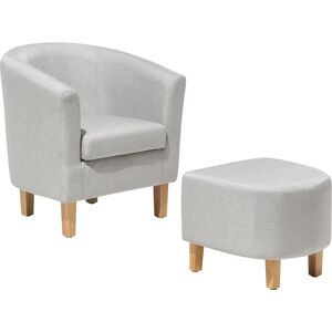 Fauteuil Beliani Holden avec Repose-pieds - Fauteuil, Tissu Gris, Salon Moderne - Publicité Fauteuil Beliani Holden avec Repose-pieds - Fauteuil, Tissu Gris, Salon Moderne - Publicité
