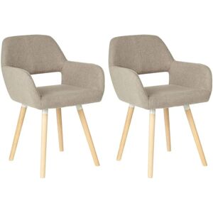 Beliani Set of 2 Dining Chairs Taupe Fabric Upholstery - Dining Chairs Beliani Set of 2 Dining Chairs Taupe Fabric Upholstery - Dining Chairs