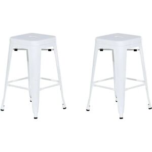 Beliani Set of 2 White Metal Bar Stools - Industrial Style Beliani Set of 2 White Metal Bar Stools - Industrial Style