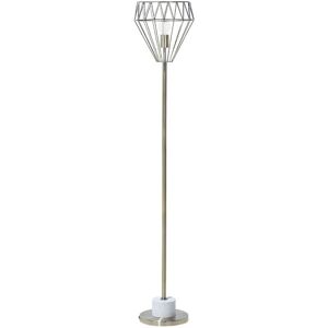 Beliani Brass Floor Lamp - Geometric Cage Shade Industrial Light Beliani Brass Floor Lamp - Geometric Cage Shade Industrial Light