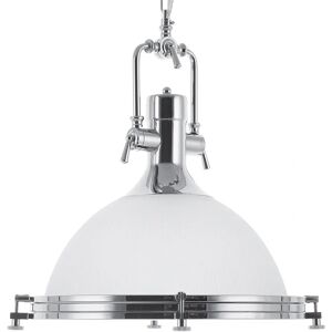 Beliani Pendant Lamp White Glass Silver Elements Task Lighting Industrial - Pendant Lamp Beliani Pendant Lamp White Glass Silver Elements Task Lighting Industrial - Pendant Lamp