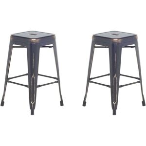 Beliani Black Metal Stackable Bar Stools - Set of 2 Beliani Black Metal Stackable Bar Stools - Set of 2
