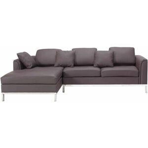 Beliani OSLO Brown Leather Corner Sofa - Corner Sofa Beliani OSLO Brown Leather Corner Sofa - Corner Sofa