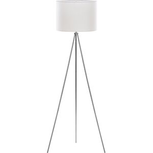 Beliani Floor Lamp Silver Metal 148 cm Tripod Stand White Fabric Drum Shade - Floor Lamp Beliani Floor Lamp Silver Metal 148 cm Tripod Stand White Fabric Drum Shade - Floor Lamp