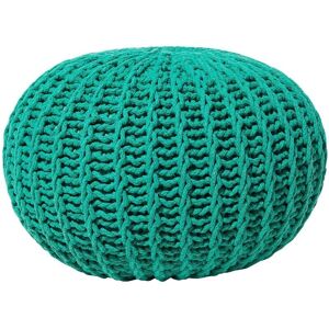 Beliani Ottoman CONRAD Emerald Green Cotton - Ottoman - Round Small Footstool Beliani Ottoman CONRAD Emerald Green Cotton - Ottoman - Round Small Footstool