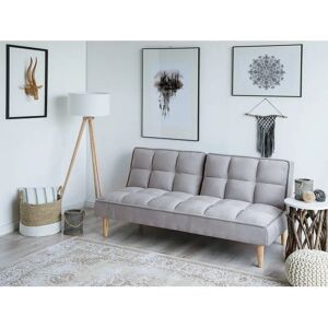 Beliani Sofa Bed Light Grey - Reclining, 3-Seater, Quilted Beliani Sofa Bed Light Grey - Reclining, 3-Seater, Quilted