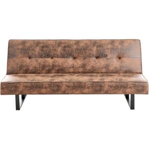 Beliani Dark Brown Faux Leather Sofa Bed - 3 Seater Modern Convertible Beliani Dark Brown Faux Leather Sofa Bed - 3 Seater Modern Convertible