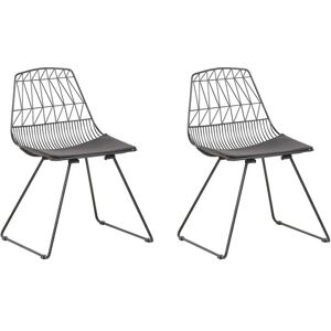 Beliani Harlan - 2 Modern Dining Chairs - Black Metal & Faux Leather Beliani Harlan - 2 Modern Dining Chairs - Black Metal & Faux Leather