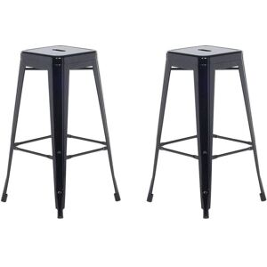 Beliani Black Steel Stackable Bar Stools - Industrial Type Beliani Black Steel Stackable Bar Stools - Industrial Type