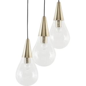 Beliani Brass Glass Pendant Lamp Modern 3-Light Chandelier Beliani Brass Glass Pendant Lamp Modern 3-Light Chandelier