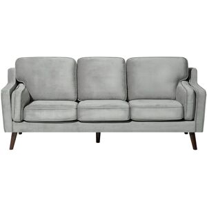 Beliani Light Grey Velvet 3 Seater Sofa - Living Room Furniture Beliani Light Grey Velvet 3 Seater Sofa - Living Room Furniture