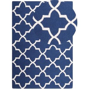 Beliani Wool Rug Blue Pattern 160x230cm - Rug Beliani Wool Rug Blue Pattern 160x230cm - Rug