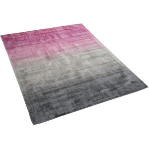 Beliani Viscose Rug Pink Grey 140x200cm - Rug Beliani Viscose Rug Pink Grey 140x200cm - Rug