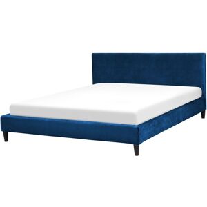 Beliani King Size Bed Velvet Dark Blue - bed Beliani King Size Bed Velvet Dark Blue - bed