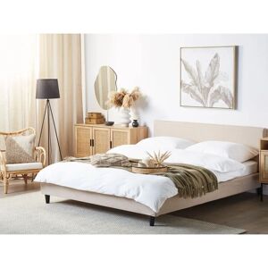 Beliani Super King Size Bed - Fabric Beige - Slatted Frame Beliani Super King Size Bed - Fabric Beige - Slatted Frame