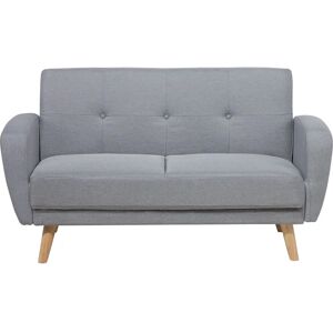 Beliani Sofa Bed Grey Fabric Upholstered 2 Seater Convertible Wooden Legs Modern Minimalistic Living Room - Sofa Bed Beliani Sofa Bed Grey Fabric Upholstered 2 Seater Convertible Wooden Legs Modern Minimalistic Living Room - Sofa Bed