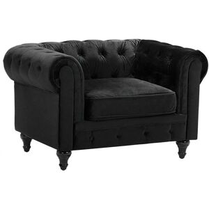 Beliani Chesterfield Armchair - Velvet Black - 75x70x110 cm - Armchair Beliani Chesterfield Armchair - Velvet Black - 75x70x110 cm - Armchair