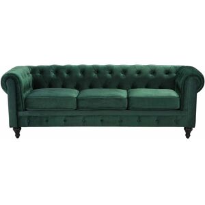 Beliani Chesterfield Green Velvet Fabric 3 Seater Sofa - Sofa Beliani Chesterfield Green Velvet Fabric 3 Seater Sofa - Sofa