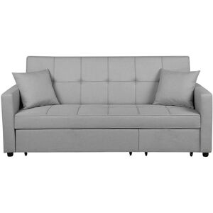 Beliani Sofa Bed Light Grey - Modern Convertible Sofa for Guests Beliani Sofa Bed Light Grey - Modern Convertible Sofa for Guests