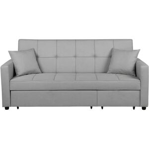 Beliani Sofa Bed Light Grey - Modern Convertible Sofa for Guests Beliani Sofa Bed Light Grey - Modern Convertible Sofa for Guests