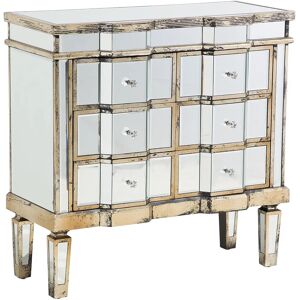 Beliani Spiegel-Sideboard Silber 6 Schubladen - Sideboard Beliani Spiegel-Sideboard Silber 6 Schubladen - Sideboard