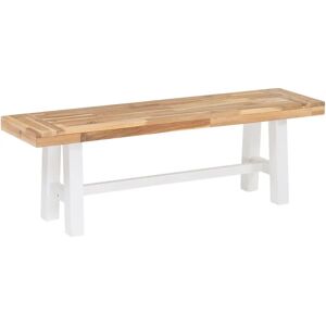 Beliani Garden 2-Seater Dining Bench Light Wood Seat White Legs Rustic Country Garden Outdoor Indoor - Garden Bench Beliani Garden 2-Seater Dining Bench Light Wood Seat White Legs Rustic Country Garden Outdoor Indoor - Garden Bench
