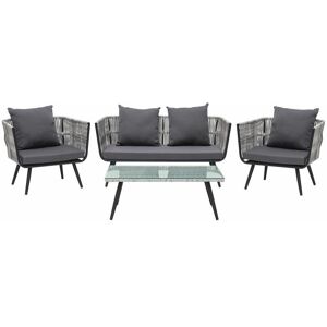 Beliani Garden Conversation Set - Grey PE Rattan 4 Seater Beliani Garden Conversation Set - Grey PE Rattan 4 Seater