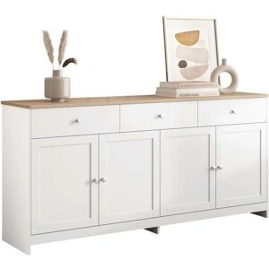 Buffet ModernLuxe Blanc avec 4 Portes et 3 Tiroirs Buffet ModernLuxe Blanc avec 4 Portes et 3 Tiroirs