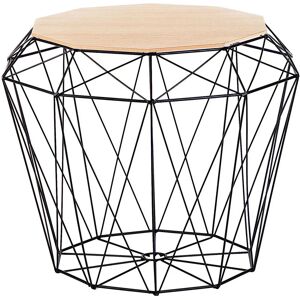 Beliani Side Table Light Wood Black Metal - Side Table Beliani Side Table Light Wood Black Metal - Side Table