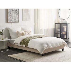 Beliani EU Double Bed Beige - Roanne - Slatted Frame Beliani EU Double Bed Beige - Roanne - Slatted Frame