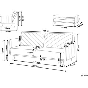 Beliani Sofa Bed Navy Blue Velvet - 3 Seater Modern Living Room Beliani Sofa Bed Navy Blue Velvet - 3 Seater Modern Living Room