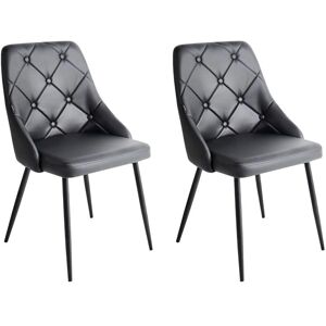 Beliani Set of 2 Dining Chairs - Black Faux Leather - Modern Vintage Beliani Set of 2 Dining Chairs - Black Faux Leather - Modern Vintage
